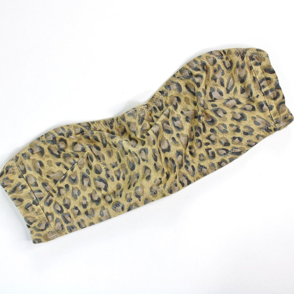 Victoria's Secret Un-Padded Strapless Bra Tan Leopard Print Size 34B Adjustable